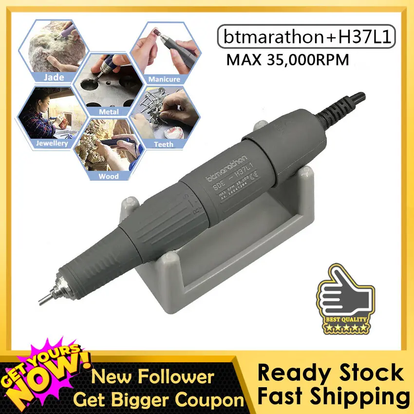Micromotor Poliermaschine 35.000 U/min – Mit Fußpedal, 2 Handstücken (gerade & Winkel), 10 Bohrern, 110 V