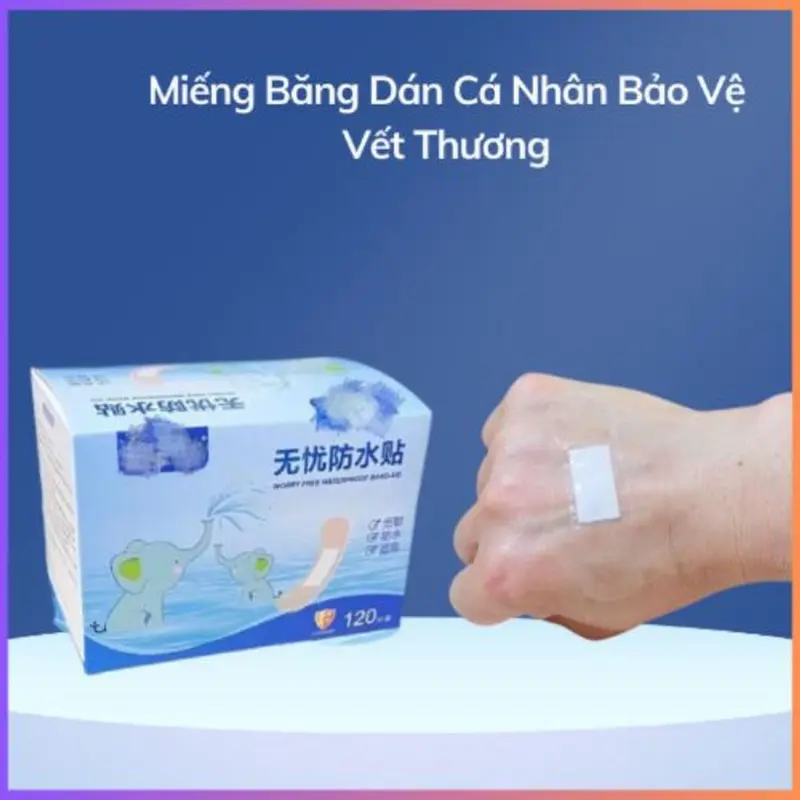 Hộp 120 miếng băng dán cá nhân bảo vệ vết thương chống thấm nước 7.2x2cm 0