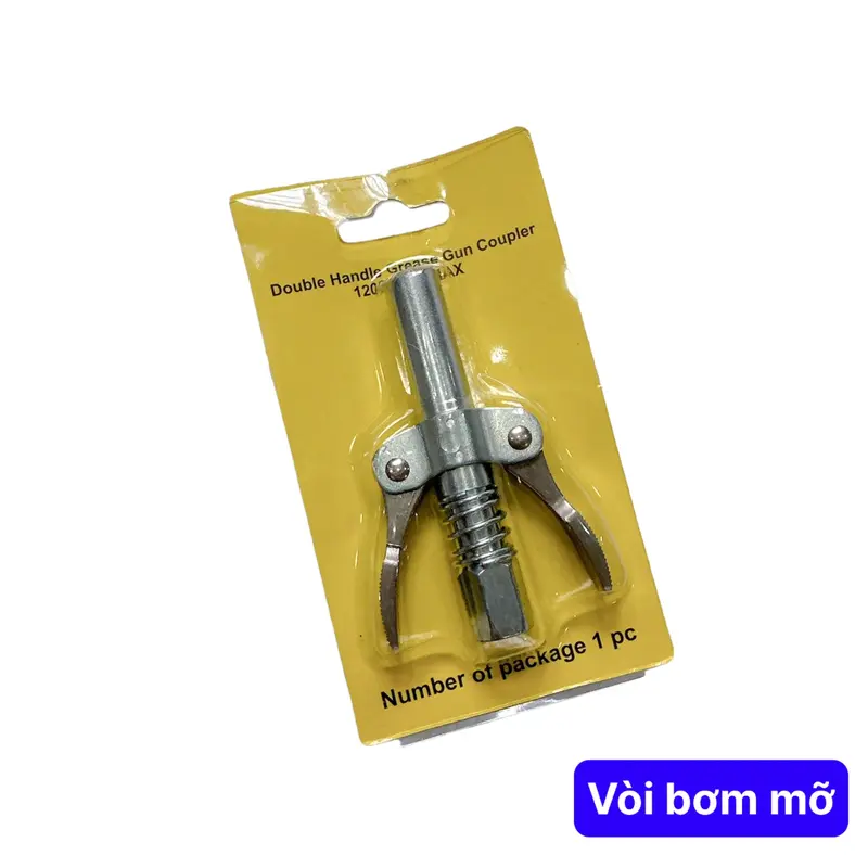 Đầu bơm mỡ lò xo bôi trơn áp suất cao, dạng 2 kẹp 6 chấu khóa tiện dụng rhino 3
