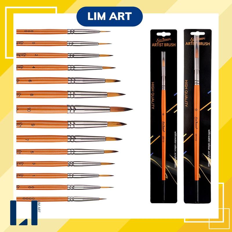 Cọ vẽ đầu nhọn thân gỗ cam, chuyên dụng vẽ tranh số hóa, dùng cho màu acrylic, sơn dầu,....