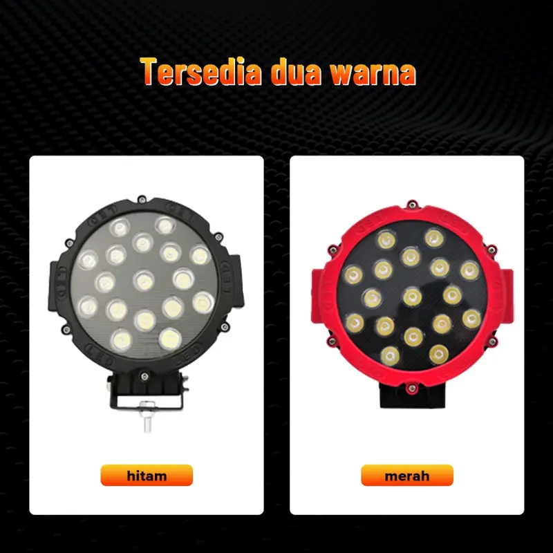 Lampu Tembak 12/24 volt Super Terang Truk Model Baru LED Sorot Tembak Worklight C-ree 17 Titik Mata 51 Watt  Mobil, Motor ,J-eep Hitam/Merah Car 1