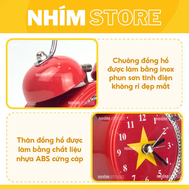 Product Introduction of Đồng Hồ Báo Thức Chuông To, Đồng Hồ Báo Thức Cờ Việt Nam Hai Quả Chuông Cổ Điển Bằng Sắt Nhím Store Chuông Kêu To Giá Rẻ 6