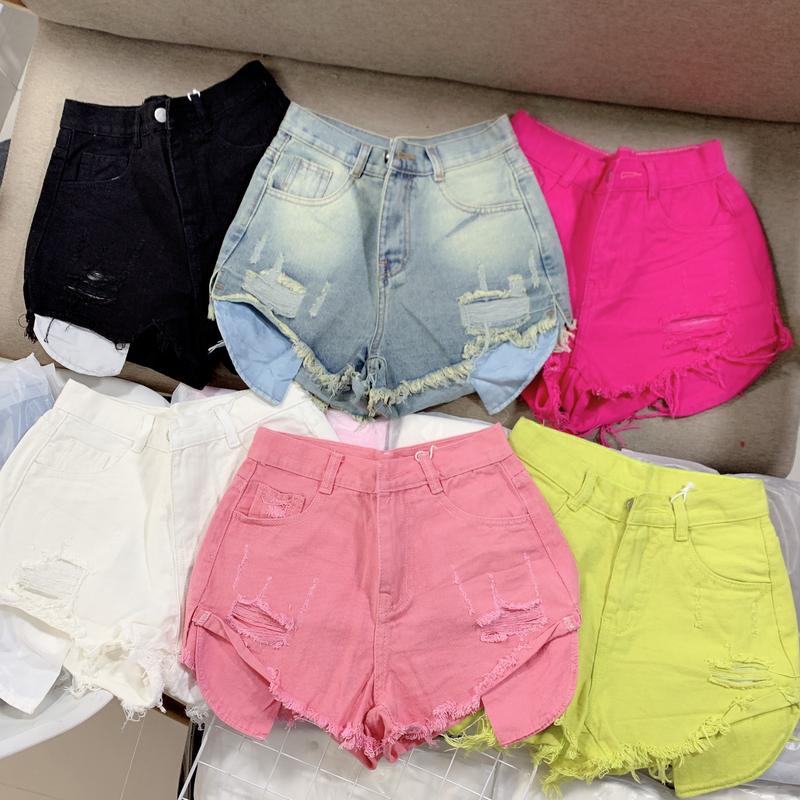 Quần đùi short jean nữ phom rách lưng cao Tua Rua Chất Denim Pants Women nhiều Mẫu Mới