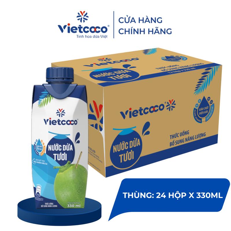 THÙNG 24 HỘP Nước dừa tươi VIETCOCO - Hộp giấy 330ml X 24