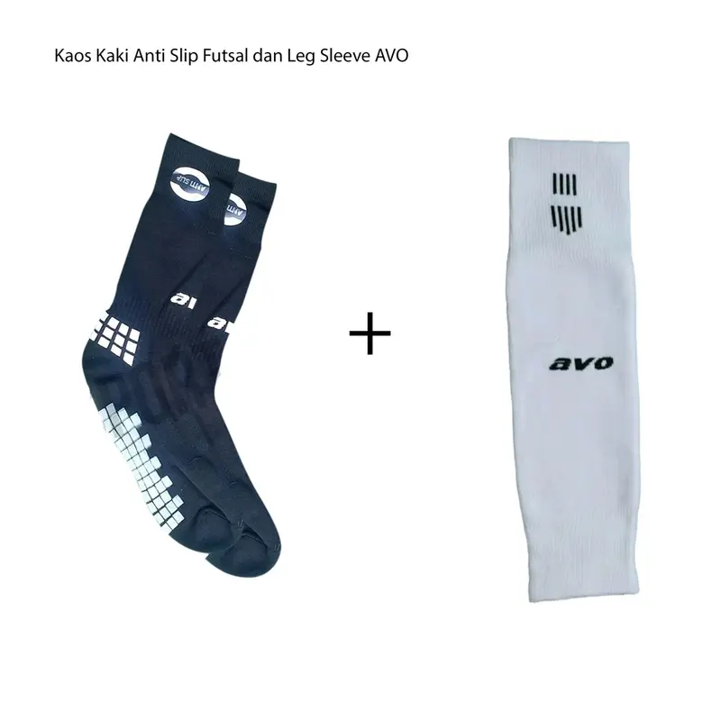 Kaos Kaki Avo Futsal Sepak Bola Anti Slip Pendek Panjang Sambung Dummy Slevee Hitam Putih Original 3