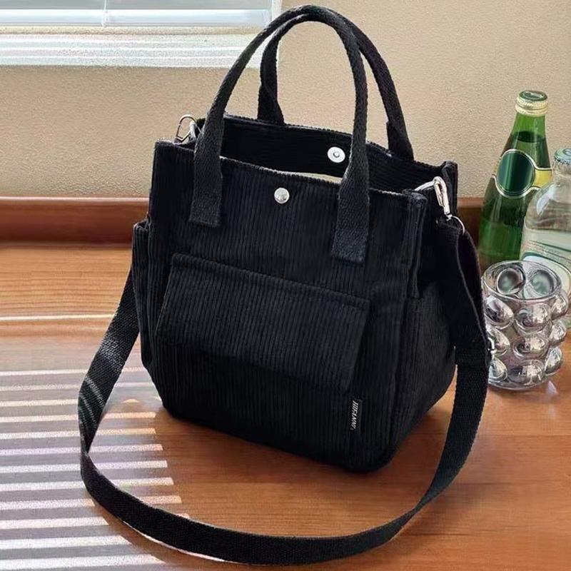 Portable Solid Color Single Shoulder Bag Multi Pocket Corduroy Messenger Bags Large Capacity Simple Versatile Crossbody Bag for Women 5