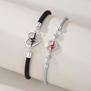 สร้อยข้อมือเงิน, การทอเชือกมือรักคู่, การออกแบบที่ไม่ซ้ำกัน, สำหรับผู้ชายและผู้หญิง, ของขวัญวันวาเลนไทน์สำหรับแฟน, สร้อยข้อมือคู่, สร้อยข้อมือคู่พร้อมแฟน