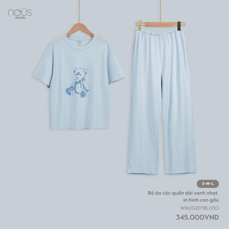 [KOL Nous Mom] Bộ áo cộc quần dài phối họa tiết chất liệu co giãn đa chiều, thoáng mát cho các mẹ 4