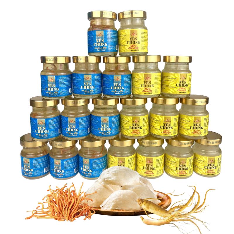 THTD - Combo 20 lọ Yến 70ml  [ 10 lọ Sâm canada và 10 lọ Đông Trùng Hạ Thảo sử dụng Cỏ Ngọt thay thế đường phèn] yến  sào yensao hũ chưng sẵn
