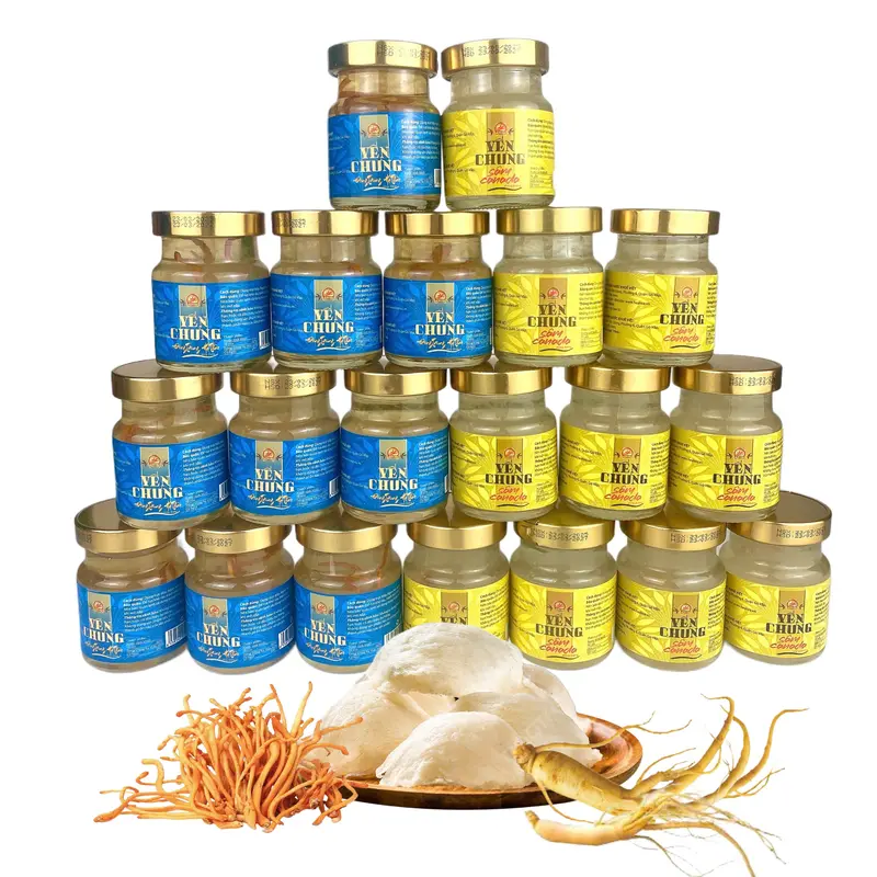 THTD - Combo 20 lọ Yến 70ml  [ 10 lọ Sâm canada và 10 lọ Đông Trùng Hạ Thảo sử dụng Cỏ Ngọt thay thế đường phèn] yến  sào yensao hũ chưng sẵn 0