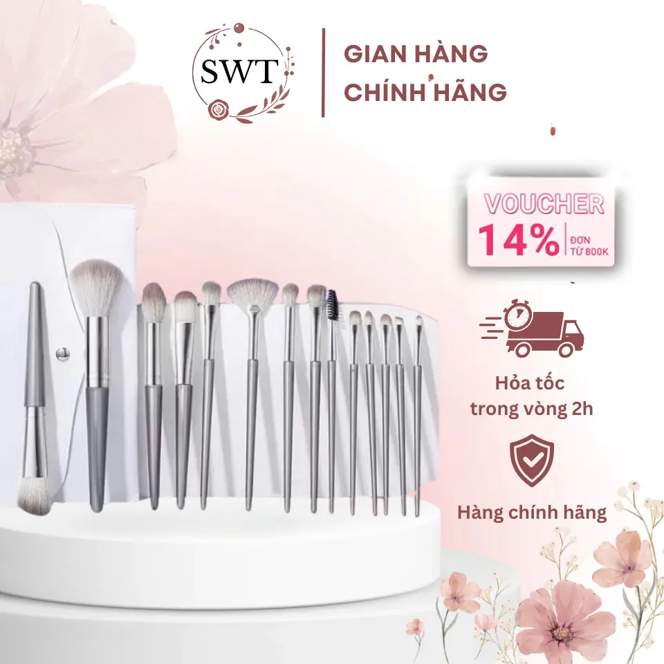 Bộ Cọ Trang Điểm 14 Cây Cao Cấp Chuyên Dụng Lông Mịn Mềm Mại Dễ Sử Dụng SWEET BEAUTY