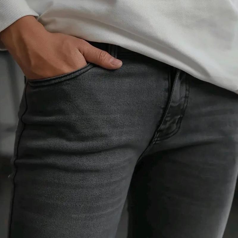 Celana panjang abu celana panjang pria jeans slimfit Polos 1