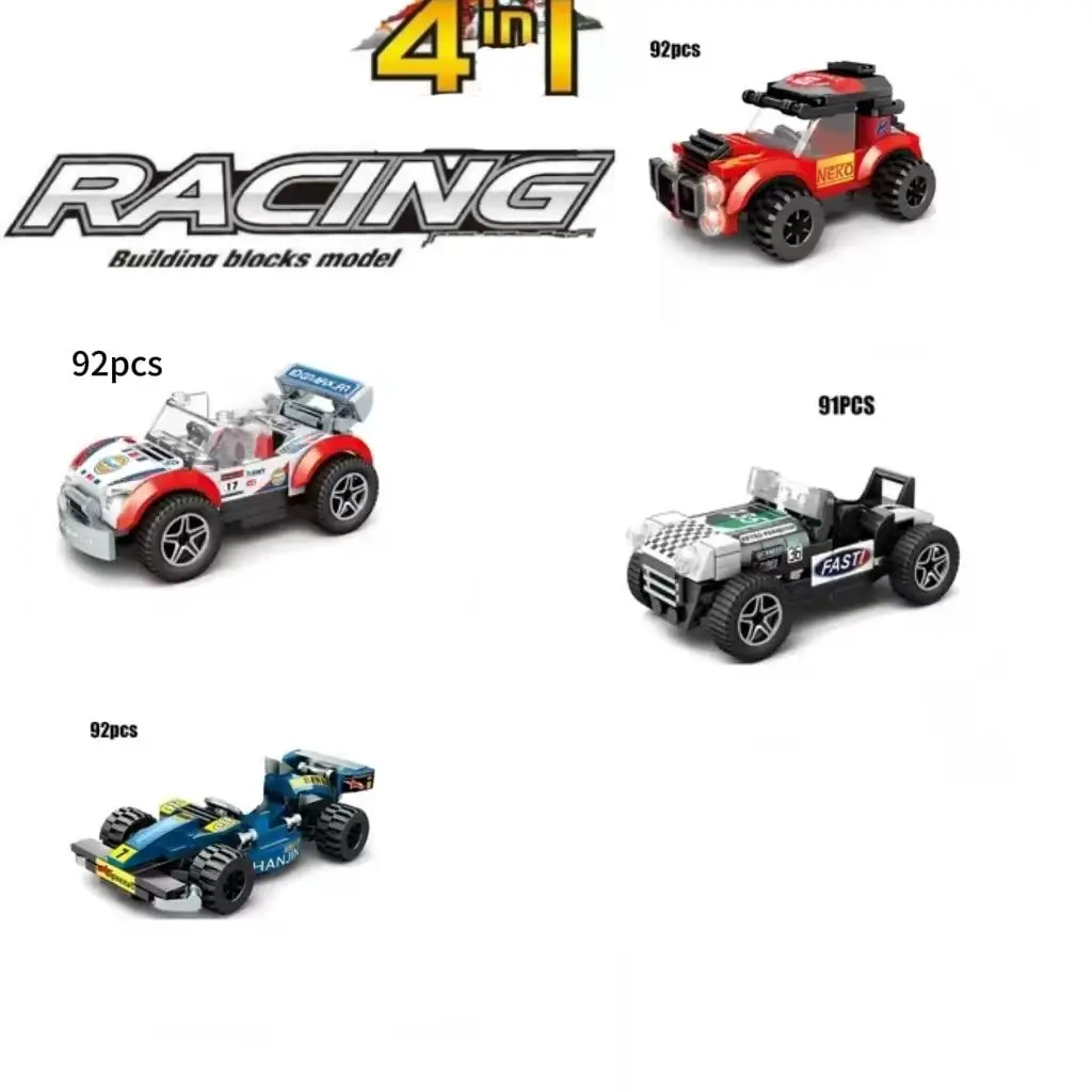 4 in 1 Racing Car Building Blocks Toy, Racing Car Model Building Blocks Toy, Educational Toy for Kids