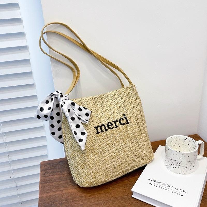 Product Introduction of Túi cói merci có thắt nơ chấm bi 2