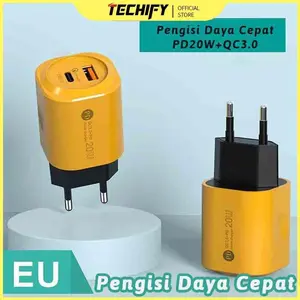 Pengisi daya super cepat 20W Adaptor pengisi daya ponsel USB antarmuka ganda 2-in-1 pengisi daya ponsel cocok untuk tablet Apple Huawei oppo Xiaomi vivo colokan pengisi daya cepat Tipe-c PD colokan multi-port pengisian daya cepat