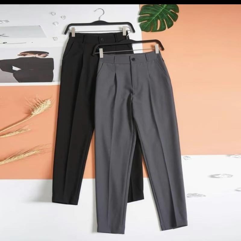 Quần tây nữ công sở dáng dài cạp cao dáng chuẩn baggy màu đen xám đi học đi làm Women Pants