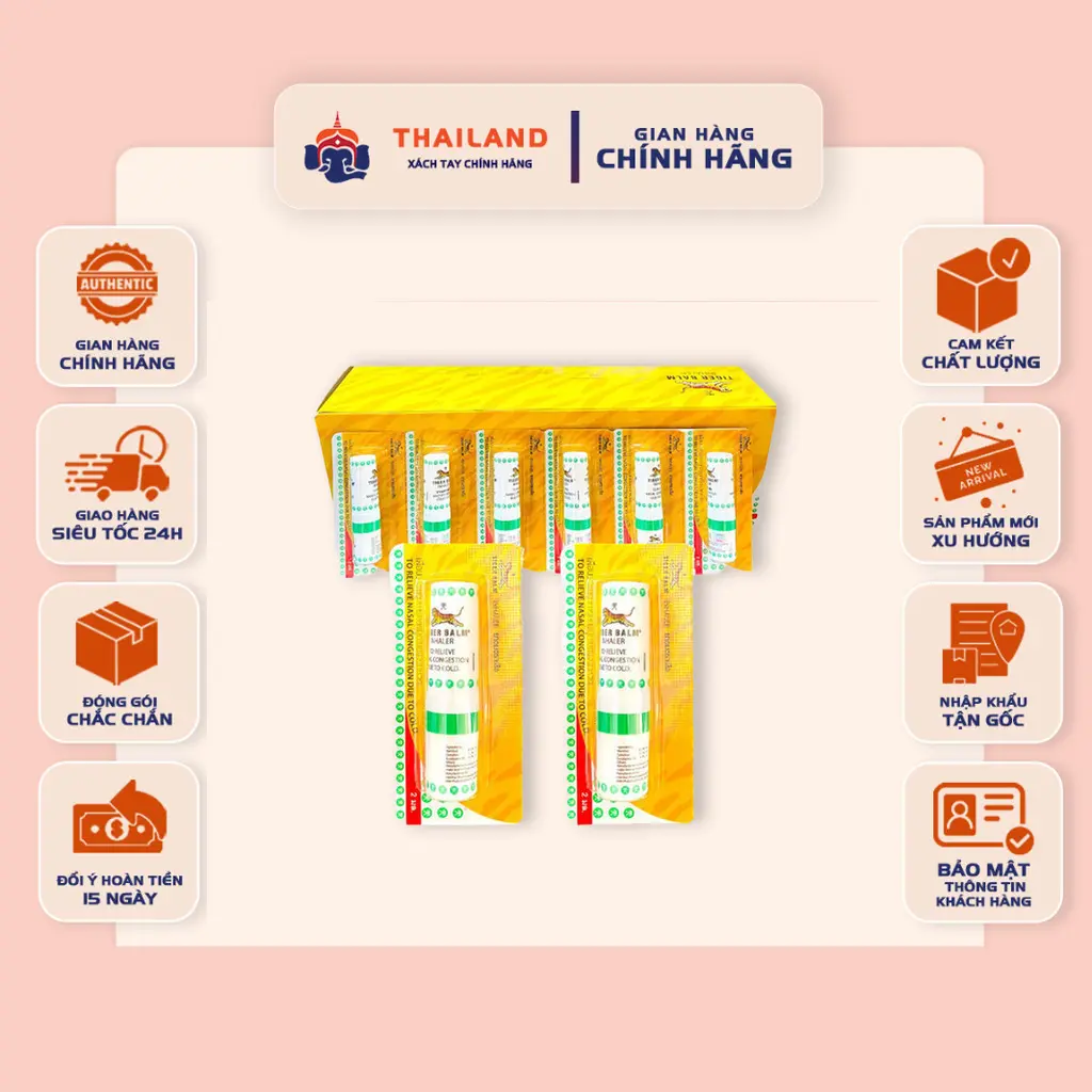 [COMBO 3] Ống hít thông mũi 2 đầu Tiger Balm Inhaler - Tiện lợi, Hiệu quả