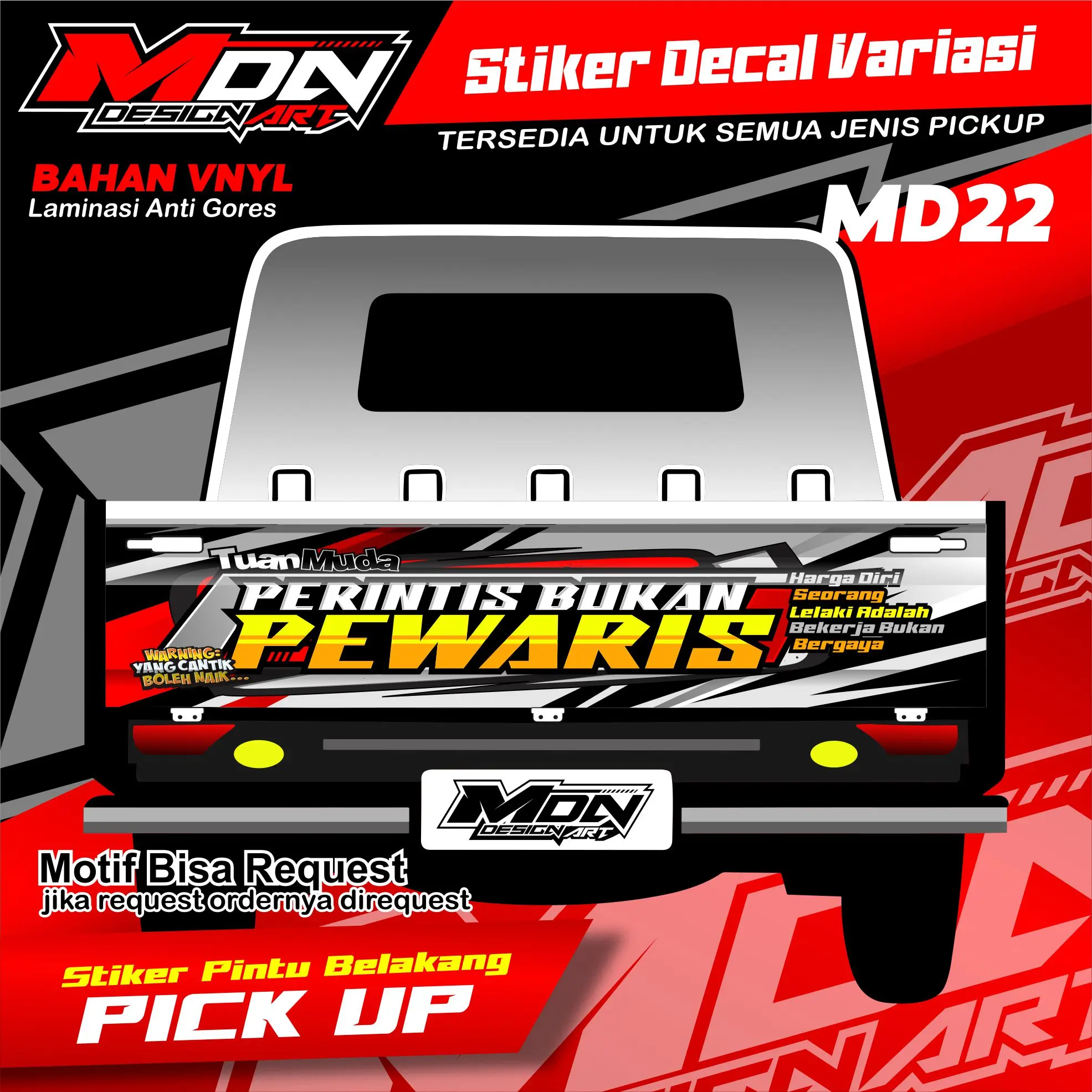 Stiker Decal Pintu Belakang All Pick Up L300, Futura, Granmax,New Carry,Traga-Bisa Request Kendaraan