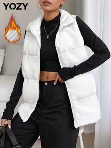 YOZY Women's Solid Zip Up Corduroy Vest Coat, Casual Sleeveless Outerwear for Fall & Winter, Ladies Clothes for Daily Wear