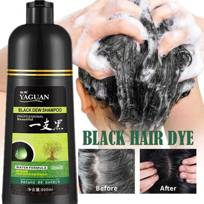 YAGUAN certified products 500ml White Darkening Black Dye Fast Hair Coloring Brown Natural Shampoo in a hair  dye Haircare red  hair dye organic  express
