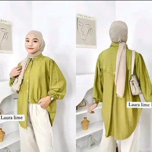 ZEVA BLOUSE POLO LINEN VIRAL - BLOUSE WANITA
