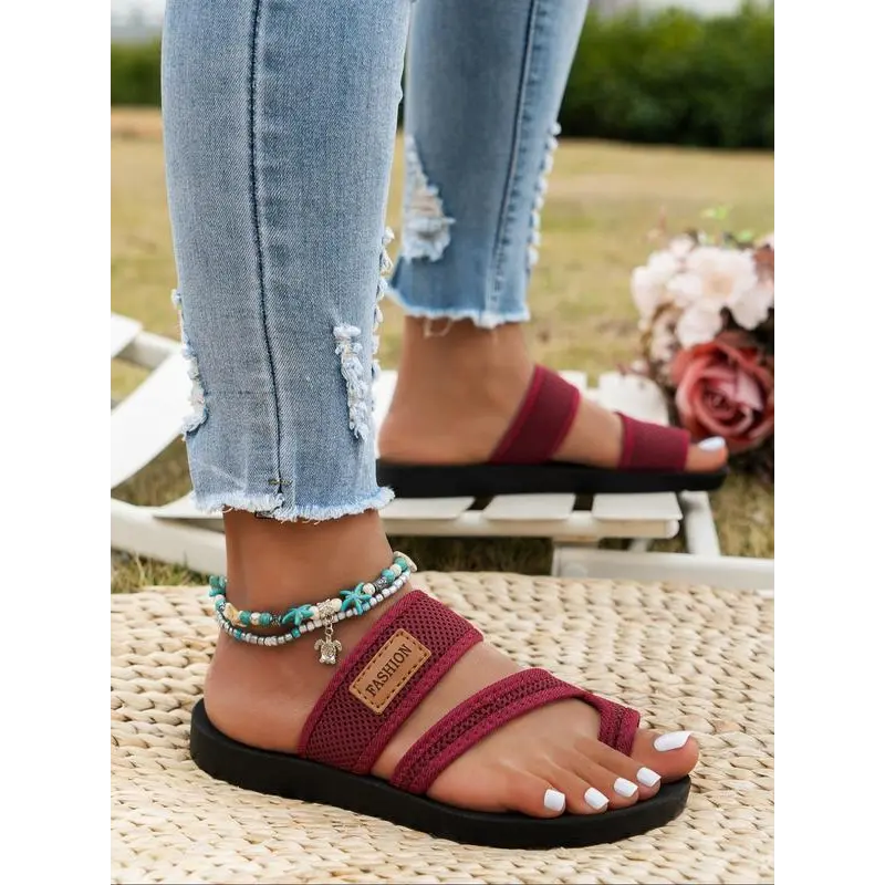Casual Plain Color Slip on Lightweight Flat Sandals for Women,  Beach Sandals, Summer Breathable Comfortable Toe Thong Sandals for Women, Trendy All-match Sandals, Trending Sandals 5