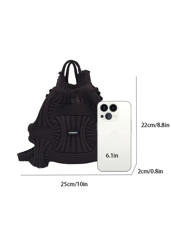 Women's Solid Color Wrinkled Textured Backpack, Fashionable Elastic Backpack for Daily Used, Casual Trendy Versatile High-quality Daily Commuting Bag Travel Backpack, Backpacks for Women, Designer Bags for Cheap 4