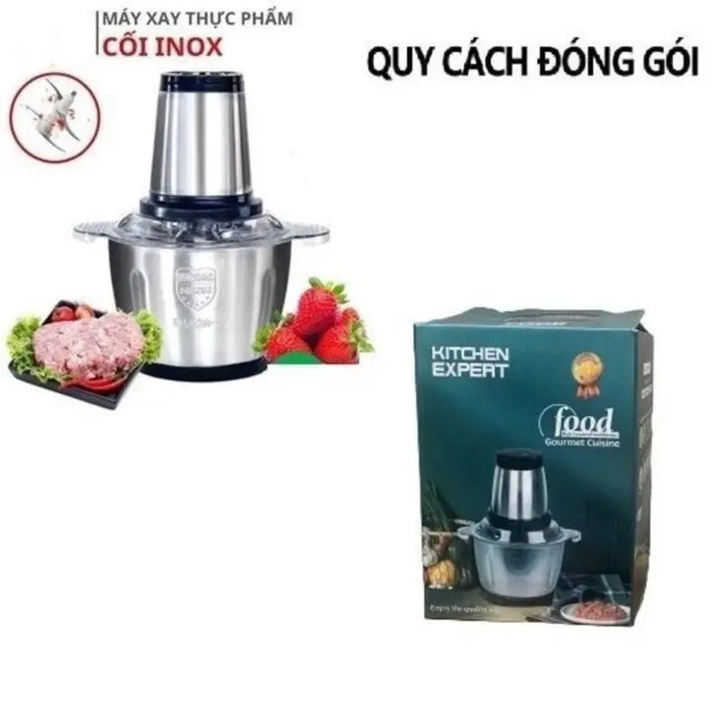 máy Xay Đa Năng Kitchen Expert cối inox 304 2L Công suất 250w, 4 Lưỡi dao xay thịt Xay Cá, Rau Củ, Xay Sinh tố. 0