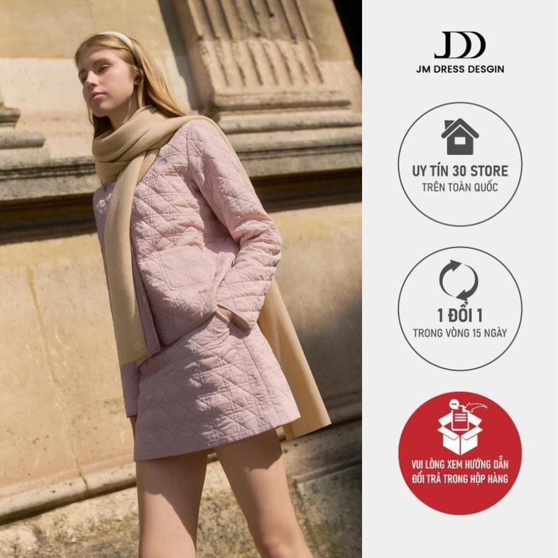 Set Áo Phao Cổ Nam 2 Túi Ốp 5J02.2510 Chân Váy Diễu Chỉ Cạp Bồng C 4S31.2510 Set Phao Nữ Tone Sur Tone Thu Đông. Set Bộ Mùa Đông By JM