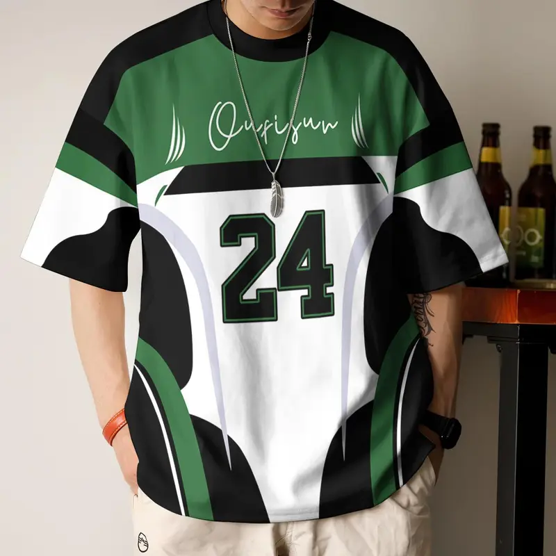 2025 men's street plus size T-shirt, casual digital 3D printed jersey T-shirt, large size short sleeved, medium width, street trend, lightweight and breathable men's sportswear can be worn up to 110KG. Áo Menswear Cổ Tròn 0