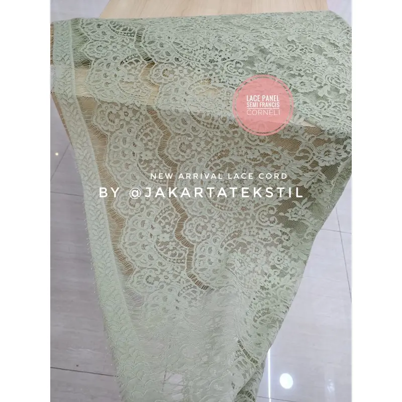 [ 453 ] KAIN LACE BROKAT PANEL SEMI FRANCIS SOLTIS CORNELI (Harga per 2.5meter x 1.45m) 4