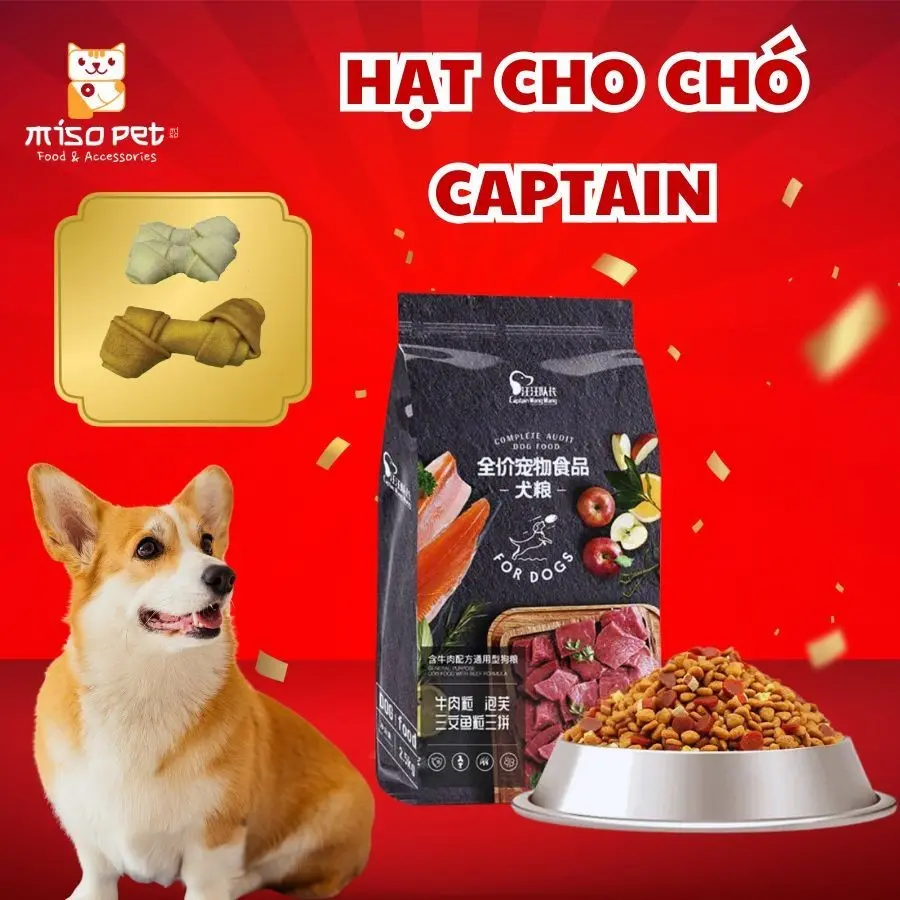 [Captain] Hạt Cho Chó Captain Túi 2,5kg Kèm Topping