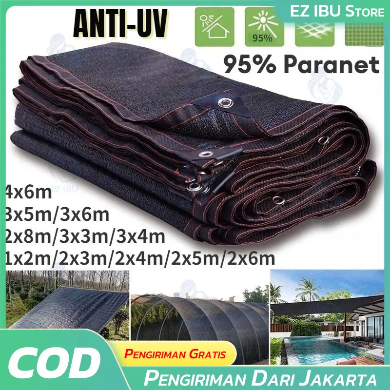 Paranet 99% Lebar 2/3/4/5/6 Meter Shading Net Nylon Anti Panas Enkripsi 12-pin Jaring Paranet Pelindung Tanaman Dari Matahari