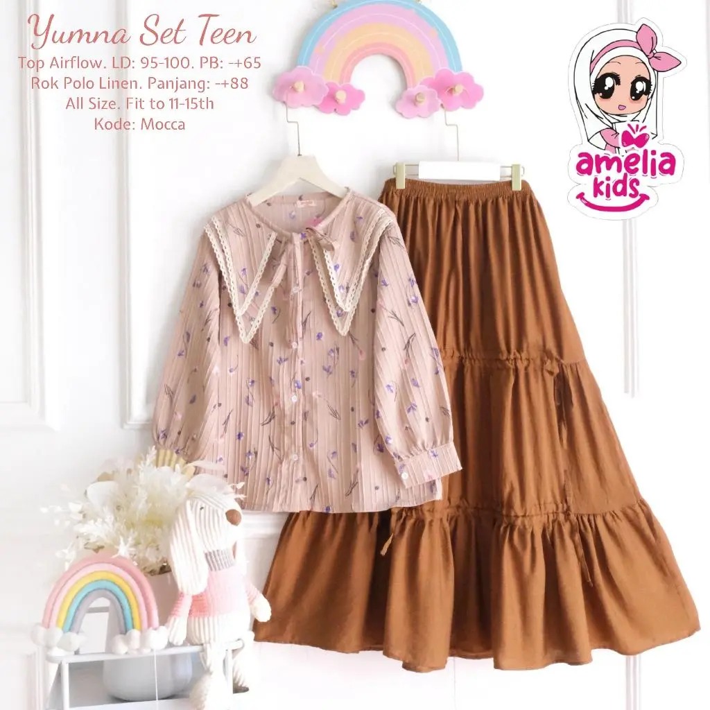 Shopakids Yumna Set Kids Setelan Atasan & Rok Untuk Anak Perempuan Baju Lebaran Viral 2025