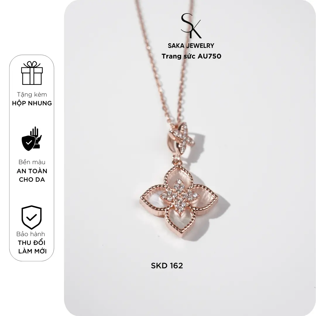 "Trang sức AU750 Dây liền mặt cỏ 4 lá  Đỏ- xanh- đen- trắng - SKD 162| Saka Jewelry Trang sức AU752"