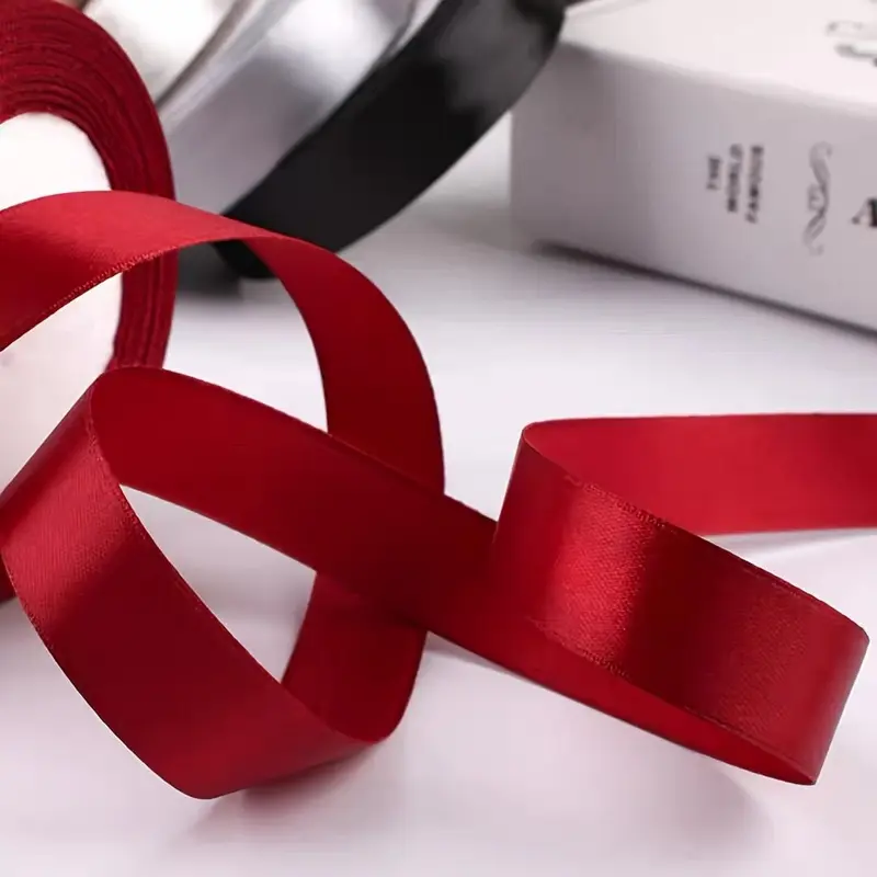 Solid Color Satin Ribbon, 1 Count 25 Yards Colorful Ribbon, DIY Decorative Ribbon for Wedding Birthday Party 4