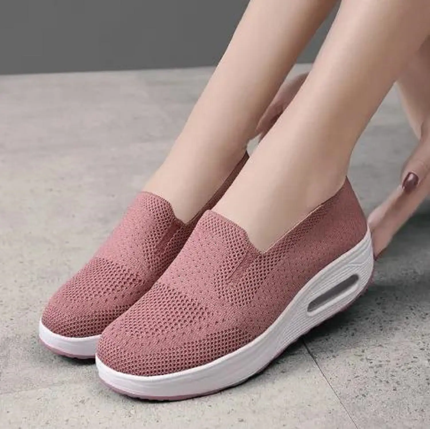 Ruimo Sepatu SlipOn High Wanita Fashion Terkini - N-57 Shoes  Karet Merah