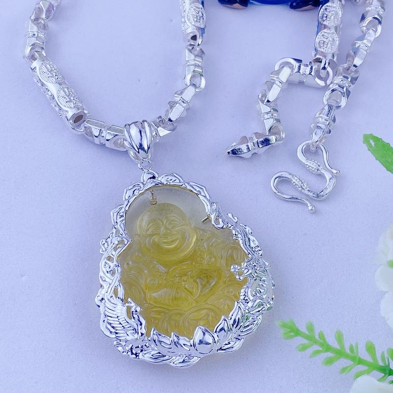 Dây chuyền nam mặt di lạc đá vàng - Trang sức hải đăng