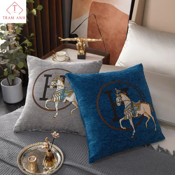 Vỏ Gối Tựa Lưng Sofa Văn Phòng oto Trang Trí Nhà Cửa thước 45*45cm Liệu Vải Những In Hình Chú Ngựa Cao Cấp