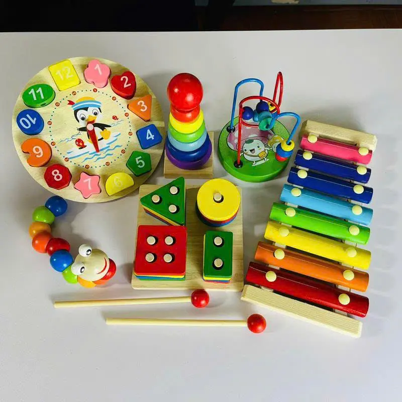Combo 6 Món Đồ Chơi Gỗ An Toàn Cho Bé – Phát Triển Trí Tuệ Toàn Diện cho bé giáo dục sớm montessori