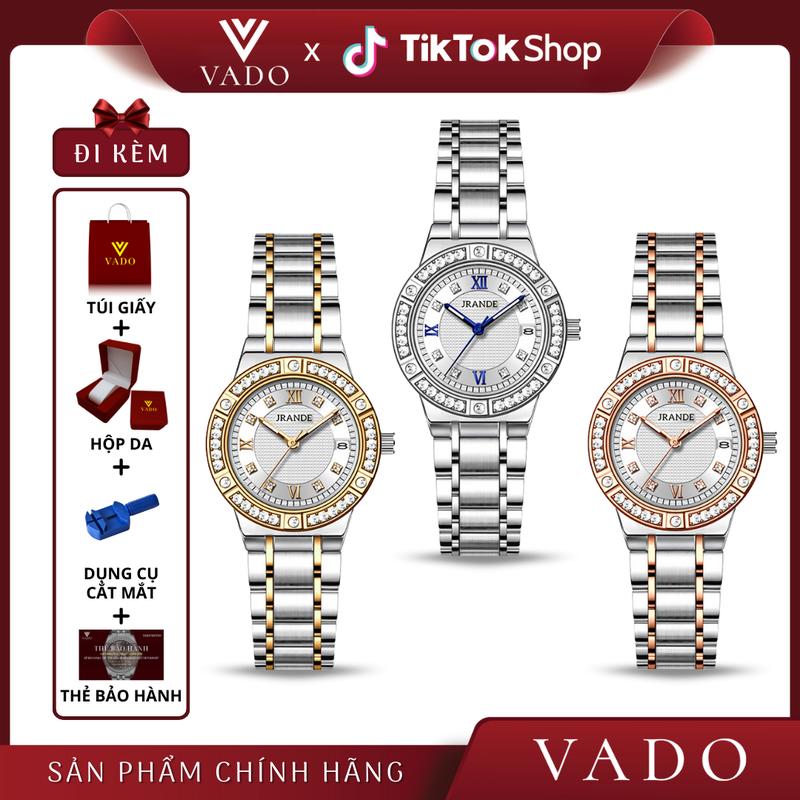 [LIVE 1 - DHJ9776] Đồng Hồ Nữ Sang Chảnh Mặt Tròn, Mặt Đính Viền Đá Sang Trọng , Dây Kim Loại - DHJ9776 JRANDE