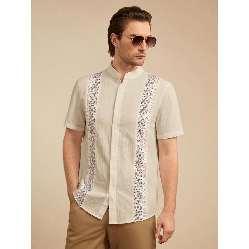 Manfinity Modomio Men's Holiday Casual Printed Patchwork Stand - TikTok ...