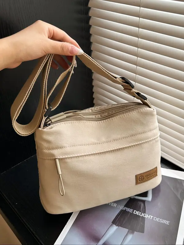 Women's Solid Nylon Crossbody Bag, Fashionable Casual Versatile Zipper Shoulder Bag for Daily Used, Crossbody Bag Women, Trendy All-match Commuter Bag 4