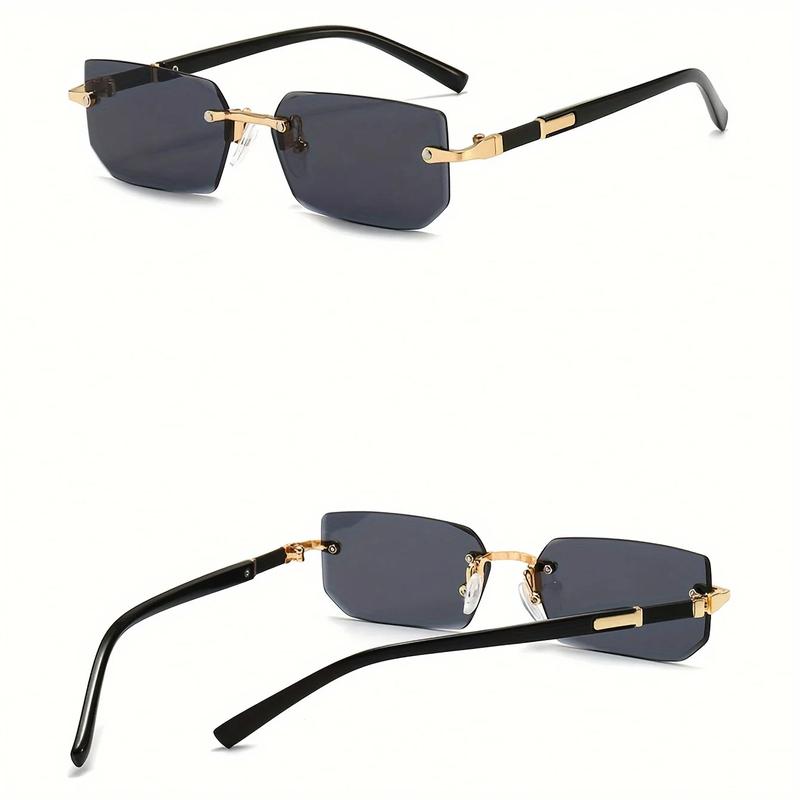 Product Introduction of Cermin Mata Hitam Tanpa Bingkai, Bentuk Segi Empat Tepat, Untuk Wanita dan Lelaki, Saiz Kecil, Cermin Mata Matahari Persegi, Sesuai untuk Percutian Pantai dan Perjalanan, Gaya Cermin Mata, 1pc, Warna Eyewear Sunglasses 4