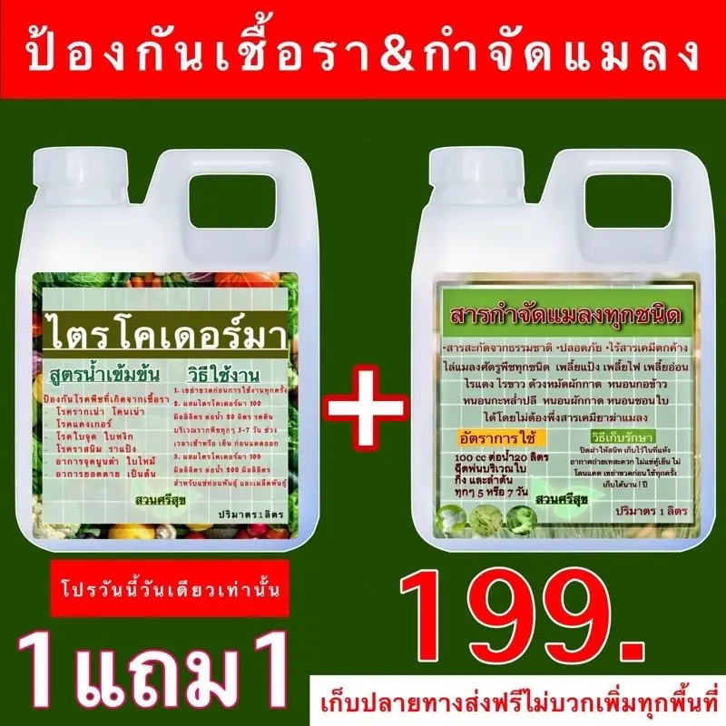 ไตรโคเดอร์มากำจัดเชื้อรา+สมุนไพรกำจัดแมลงทุกชนิด