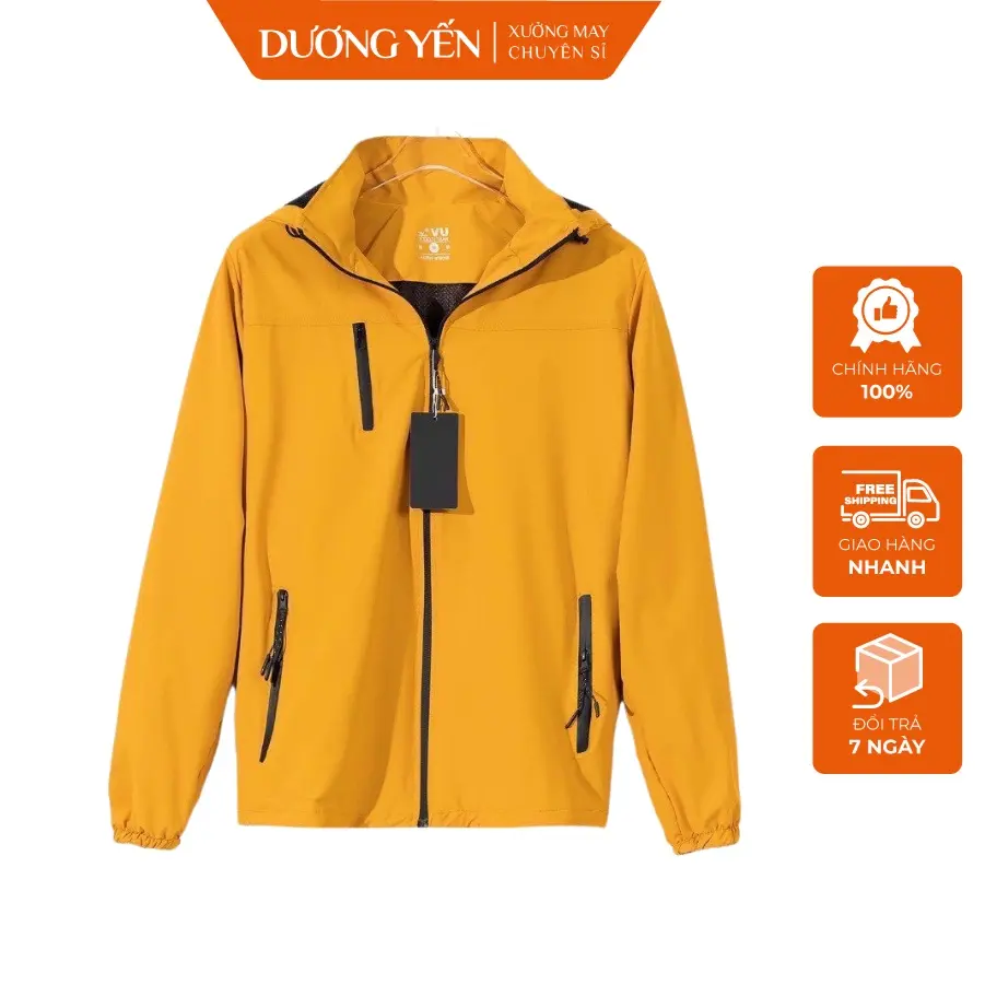 Áo khoác gió nam nữ 2 lớp cao cấp, Áo gió tráng bạc cản gió chống thấm nước hiệu quả Menswear Jacket