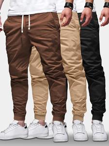 Men's Solid Color Drawstring Waist Pants, Casual Comfy Elastic Waist Pocket Trousers for Fall, Men's Bottoms for Daily Wear