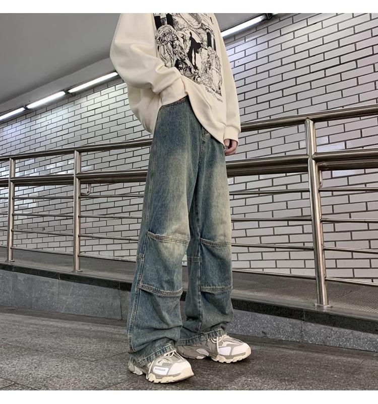 Product Introduction of Clothing Fashion Men's and Women's Clothing Thin Washed Worn Jeans Men's Fashion Brand Spring and Autumn American Style Loose Straight-Leg Wide-Leg Pants Men's Trendy Casual Pants Menswear Lingerie Trouser Denim 23