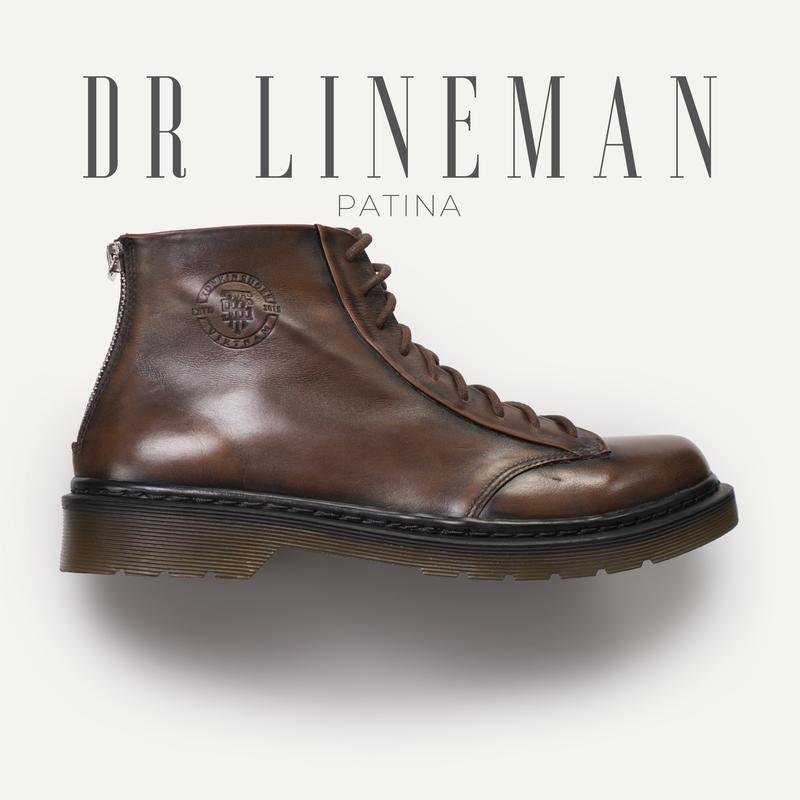  Giày boot nam da bò màu nâu DR LINEMAN đế khâu giày cao cổ khóa kéo vintageTONKIN 