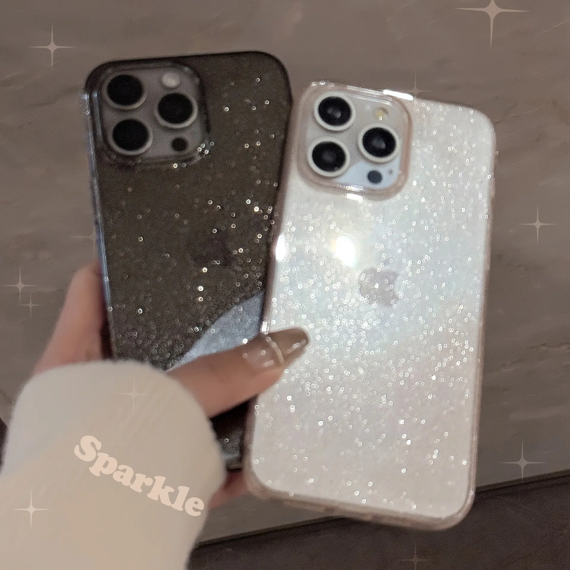 Premium Minimalist Pink Glitter Transparent Wear-resistant Soft Shell Phone Case for iPhone 11/12/13/14/15 Pro/16 ProMax - Anti-Drop Smart Phone Protective Case